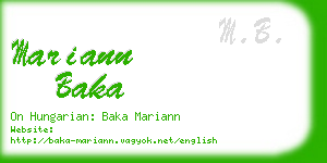 mariann baka business card